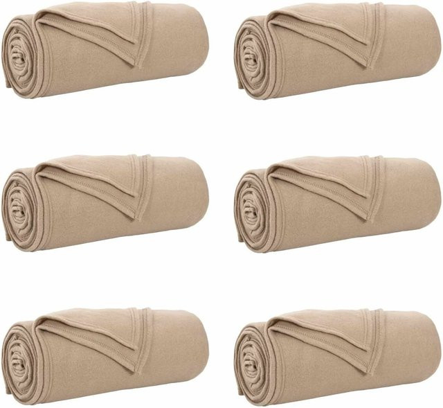 6er-Set vidaXL Fleece-Wohndecken in Kamel/Beige, B/B: 200 x 150 cm - Bild 1
