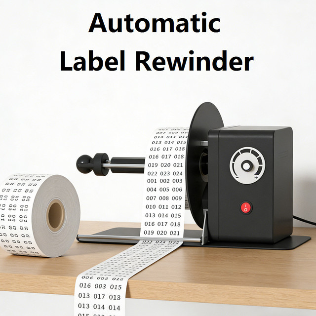 LANXSTAR Etikettenaufwickler in Schwarz mit stufenloser Geschwindigkeitsregulierung und automatischer Erkennung für Industrie und Büro - Bild 1