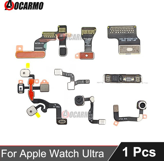 Aocarmo Reparaturset für Apple Watch Ultra 49mm mit LCD Stromversorgung Mikrofon Krone Bluetooth Board und Batterieanschluss Flexkabel in Schwarz - Bild 1