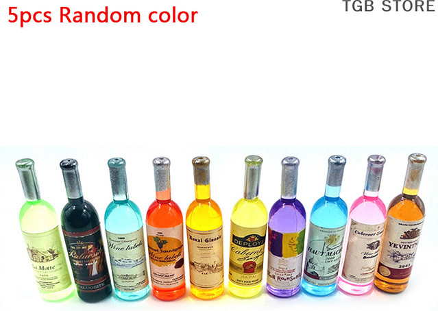DIAPER&CORED Puppenhaus Miniatur Simulation Wein Flasche, Zubehör, 5-teiliges Set, Bunt / Mehrfarbig - Bild 1