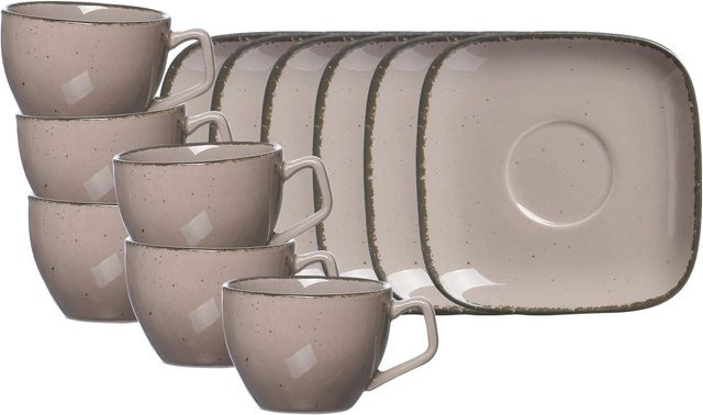 Ritzenhoff & Breker Espressotassen mit Untertassen Casa aus Keramik, Grau, 6er Set, 80 ml - Bild 1