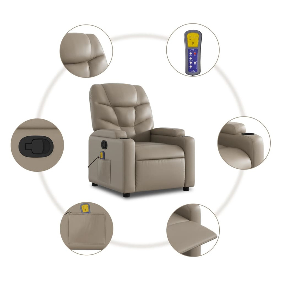 vidaXL Massagesessel mit Aufstehhilfe in Braun aus Kunstleder für Senioren - Bild 3
