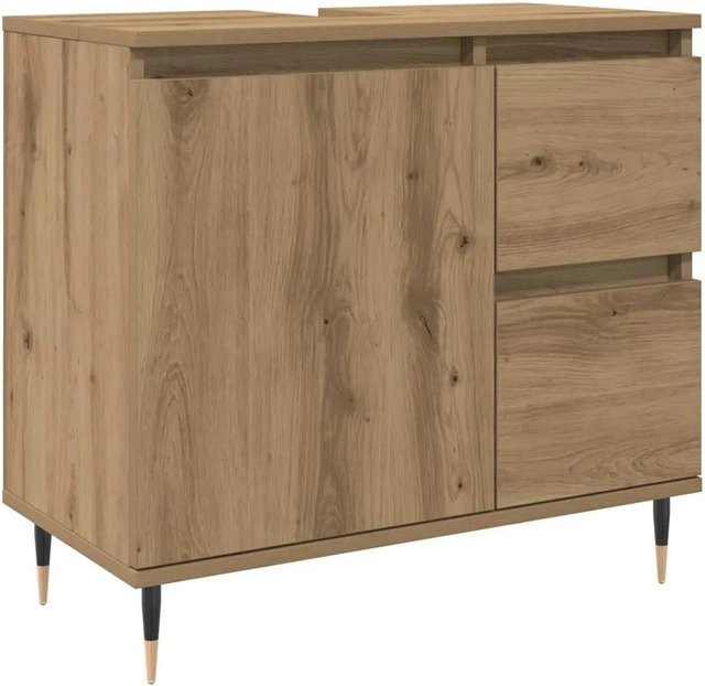 vidaXL Badschrank Artisan-Eiche in Braun aus Holzwerkstoff und Eisen im industriellen Stil, B/T/H: 65 x 33 x 60 cm - Bild 1