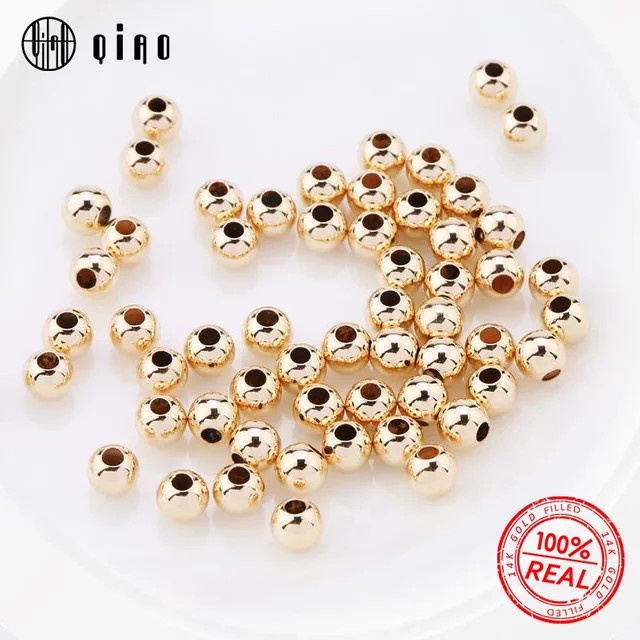 QIAO Schmuckperlen, 14K vergoldet, rund, glatt, 2-4 mm - Bild 1