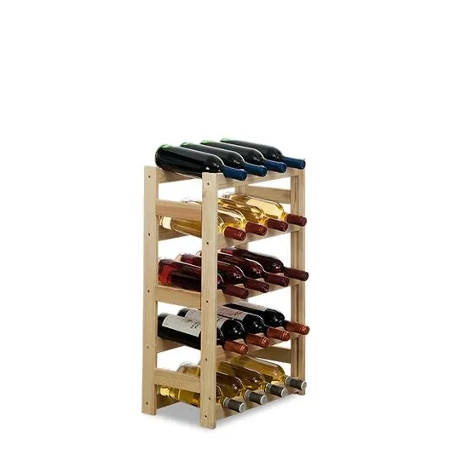 PROREGAL Pinotwine Weinregal aus massivem Kiefernholz, Natur Unbehandelt, Braun, H x B x T: 70 x 43 x 25 cm, Platz für 20 Flaschen - Bild 2