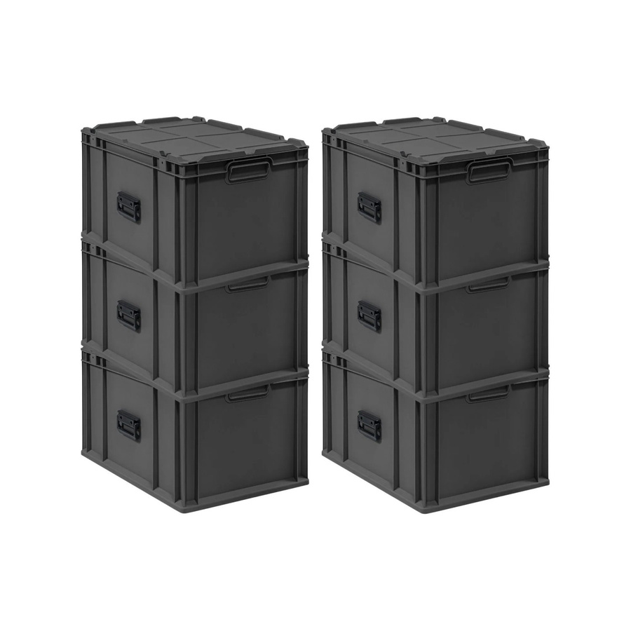 PROREGAL Supersparset 6x Eurobox Nextgen Portable Transportboxen in Schwarz, H x B x T: 33,5 x 40 x 60 cm, 65 Liter pro Behälter - Bild 2