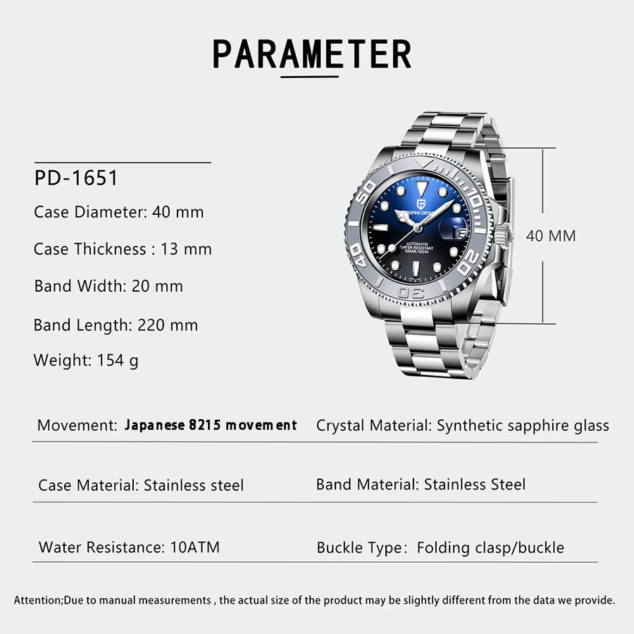 PAGANI DESIGN Armbanduhr, Automatik, Edelstahl, Saphirglas, Herren - Bild 2