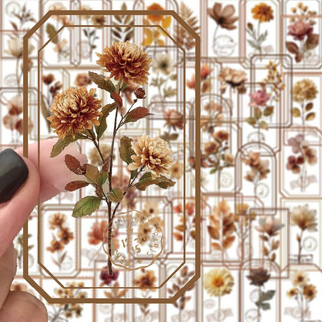 Charile Retro Blumen und Pflanzen Aufkleber, Transparent, Multicolour, Botanisches Design für Koffer, Telefon und Gitarre - Bild 1