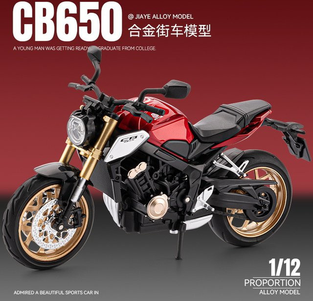 KaKBeir CB650 Motorrad Modell, 1:12, Metall, Grau - Bild 1