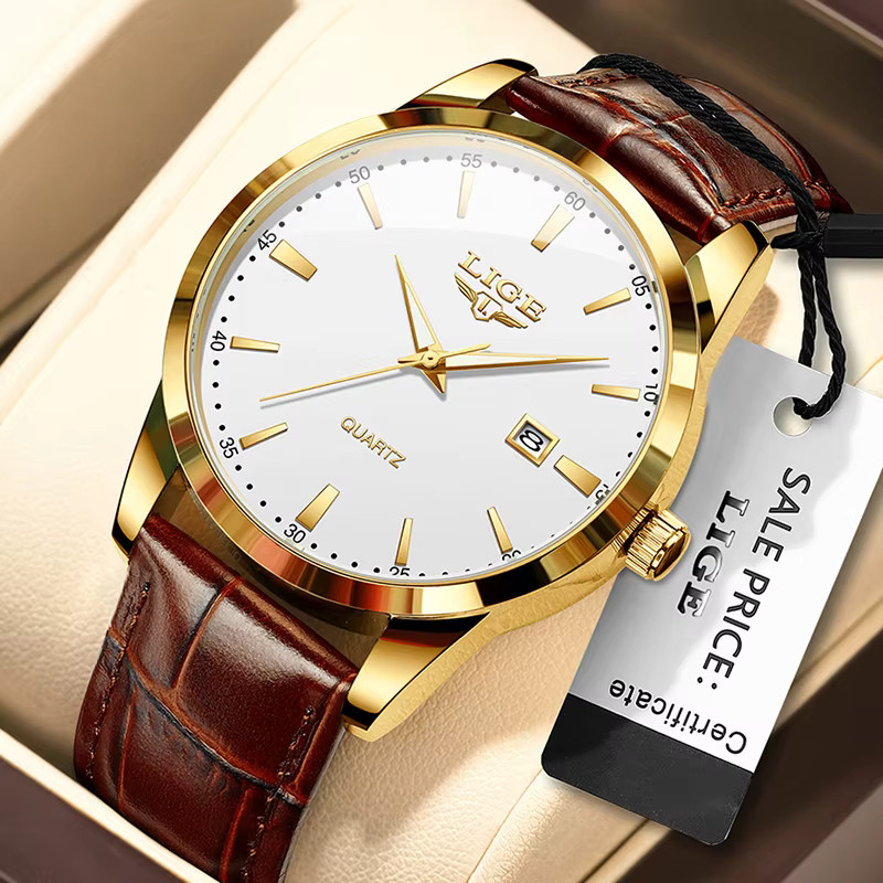 LIGE Armbanduhr Chronograph, Quarz, Leder, Herren - Bild 6