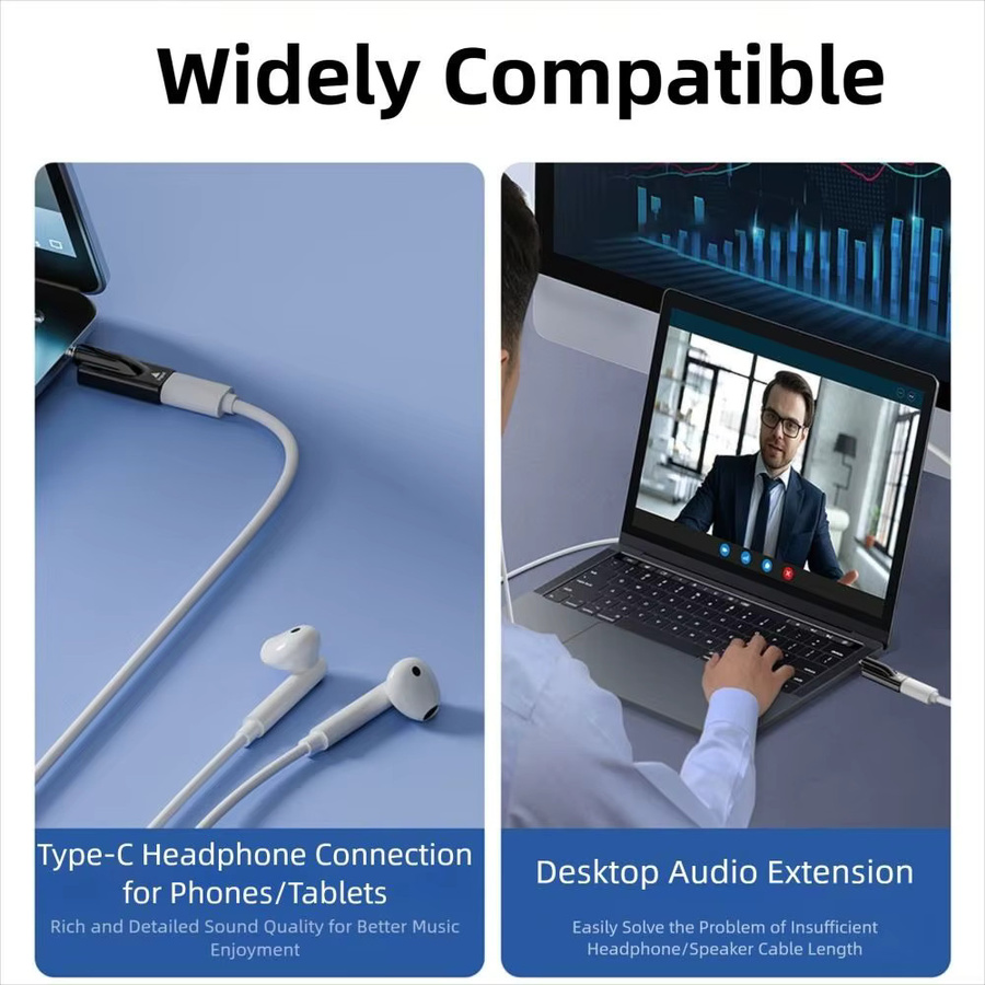 USB Typ-C auf 3,5 mm Klinke Audio Adapter mit DAC für HiFi Kopfhörer in Schwarz - Bild 5