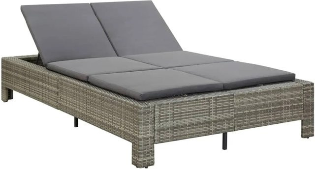 vidaXL 2-Personen-Sonnenliege aus Poly Rattan in Grau mit wetterfester Auflage und verstellbarer Rückenlehne - Bild 1
