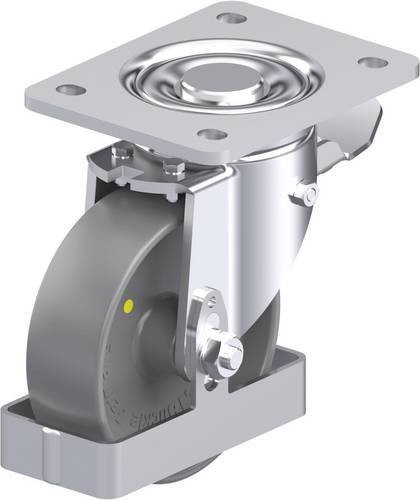 Blickle Stahlblech-Lenkrolle LH-PO 125G-3-ST-ELS-FS in Grau mit 125 mm Rad-Durchmesser und 300 kg Tragfähigkeit - Bild 1