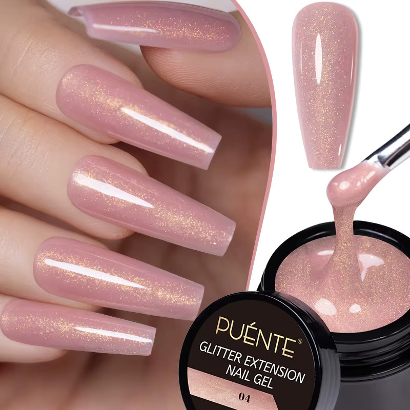 PUENTE Glitzer-Verlängerungsgel, Rosa Glitzer, 15 ml - Bild 2
