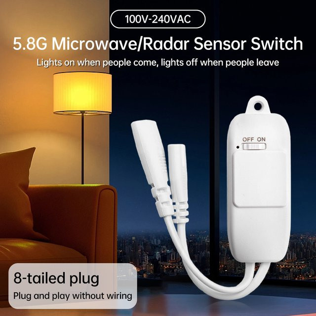 Aideepen Smart Home LED Röhrenleuchte mit Mikrowellen- und Handscan-Induktionssensor, Warmweiß, Farbe: Weiß - Bild 1