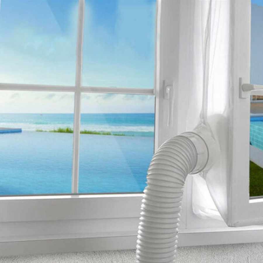 mfySpace Universelle Fensterabdichtung als Stoffabdeckung für Klimaanlagen-Abluftschläuche, Weiß, 395 cm - Bild 2