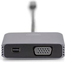 DIGITUS Videoadapter USB-C auf Mini DisplayPort und VGA, DisplayPort 1.4 mit 4K 30 Hz Unterstützung, Space-Grau, Länge: 20 cm - Bild 1