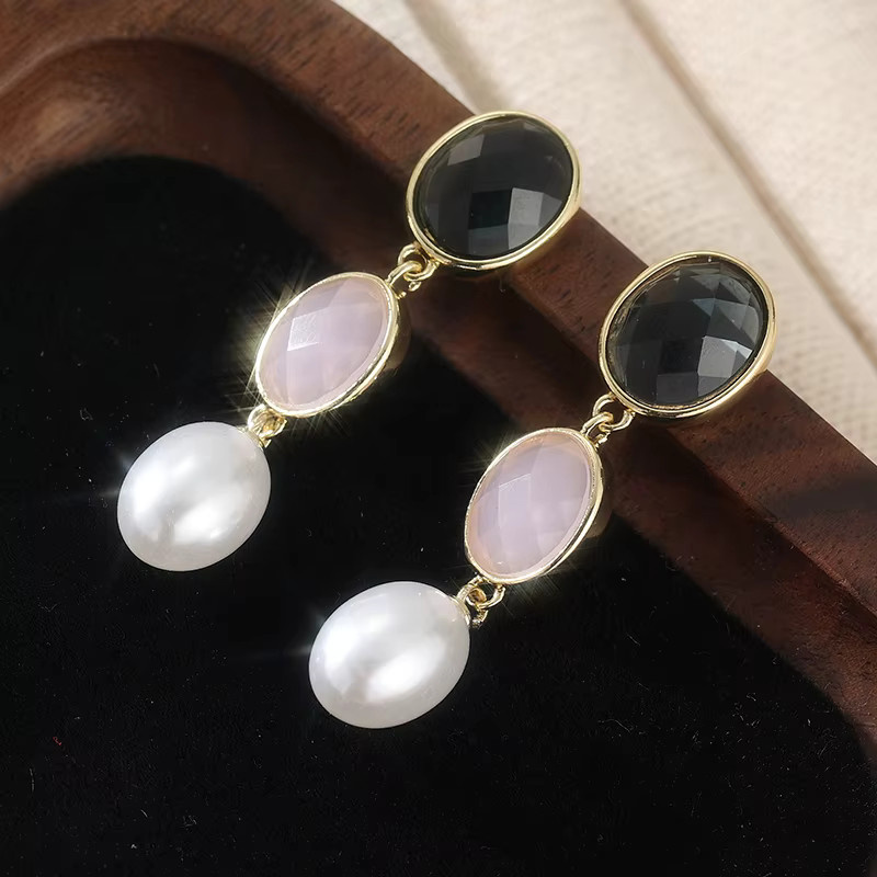YoYo Ohrringe, Goldfarben, bunte Edelsteine, Perlen, Damen - Bild 2