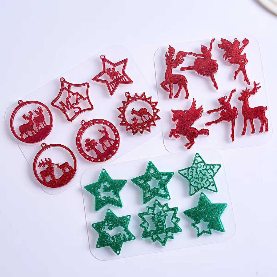 UDOCOOL Silikonform für runde DIY-Anhänger zur Herstellung von Weihnachtsbaum-Ornamenten aus Epoxidharz - Bild 3