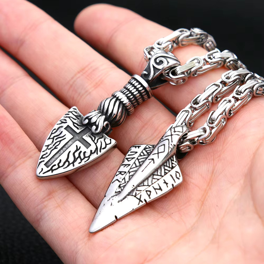 NORTHMAN Anhänger, Wikinger-Speerspitze, Edelstahl, Silber, Unisex - Bild 3