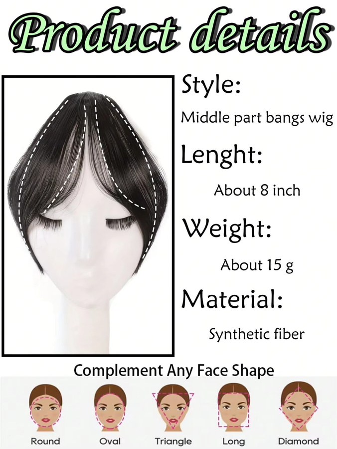 AOOSOO HAIR Syntheseperücke mit Pony, Haarverlängerung, Clip-in - Bild 3
