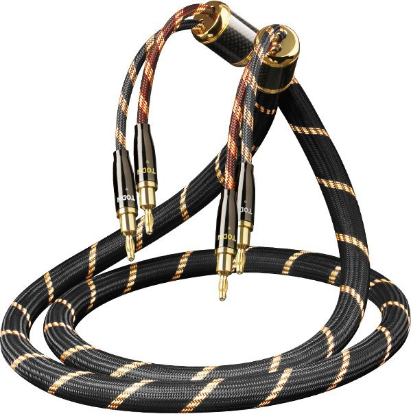 TODN Lautsprecherkabel Set, 1 Paar HIFI Audio Kabel aus 7N OCC mit austauschbaren Bananensteckern und Y-Steckern, Schwarz - Bild 1