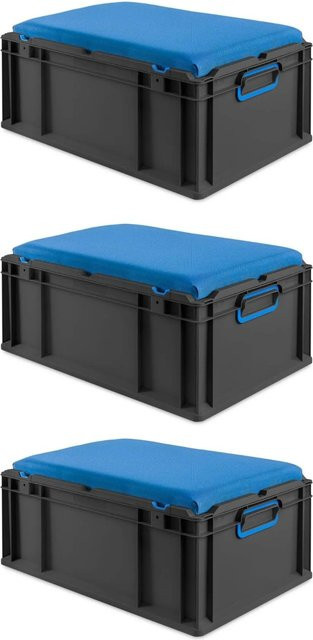 PROREGAL Sparset 3x Eurobox Nextgen Seat Box Blau Schwarz, H x B x T: 26,5 x 40 x 60 cm - Bild 1