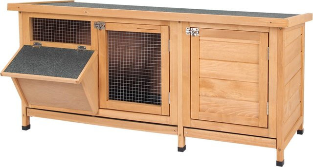 PawHut Kleintierstall aus Fichtenholz in Natur mit wetterfestem und abnehmbarem Dach, B/H/L: 50 x 54 x 112 cm - Bild 1