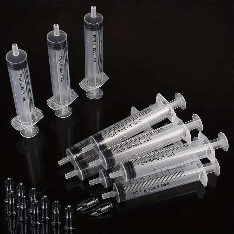 20er Spritzen-Set mit Kappen in Transparent für Klebstoff, Flüssigkeitsdosierung und Laborforschung, 1ml/3ml/5ml/10ml - Bild 2