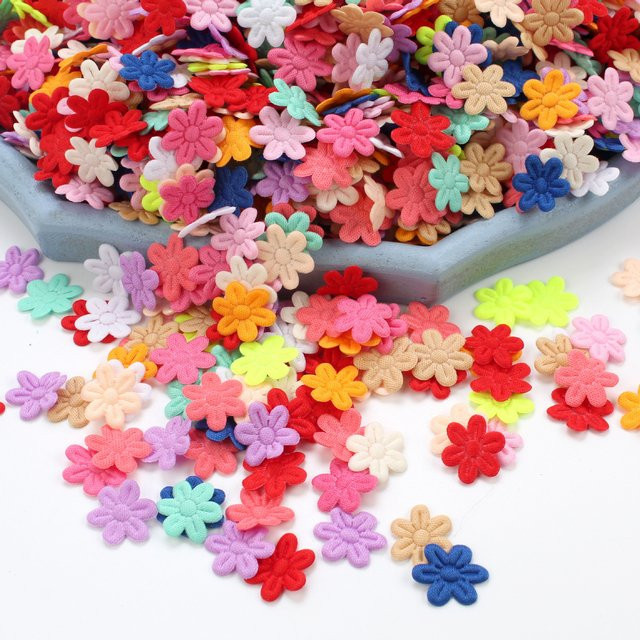 100 Stück Filz Stoff Patches in Blumenform für DIY Näharbeiten und Handwerk, Mehrfarbig - Bild 1