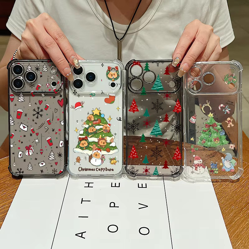MOESOE Handyhülle mit Weihnachtsmuster für iPhone 11 bis iPhone 17 Pro Max, stoßfeste transparente Schutzhülle mit Kartensteckplatz in Grau - Bild 2