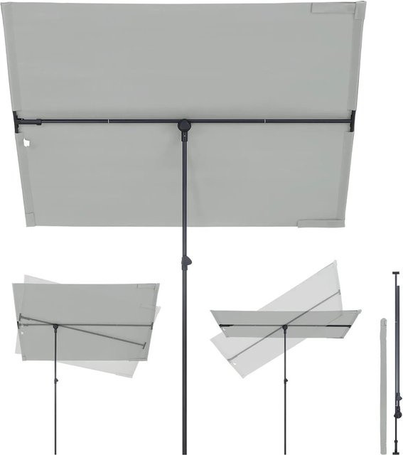 Sekey Sonnenschirm Hellgrau Rechteckig für Balkon mit verstellbarem Polyesterdach B/T: 180 x 130 cm - Bild 1