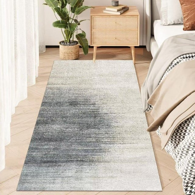 Moderner Teppich JGJG in Grau, weicher Läufer aus Polyester für Wohnzimmer oder Schlafzimmer, B/T: 60 x 160 cm - Bild 1