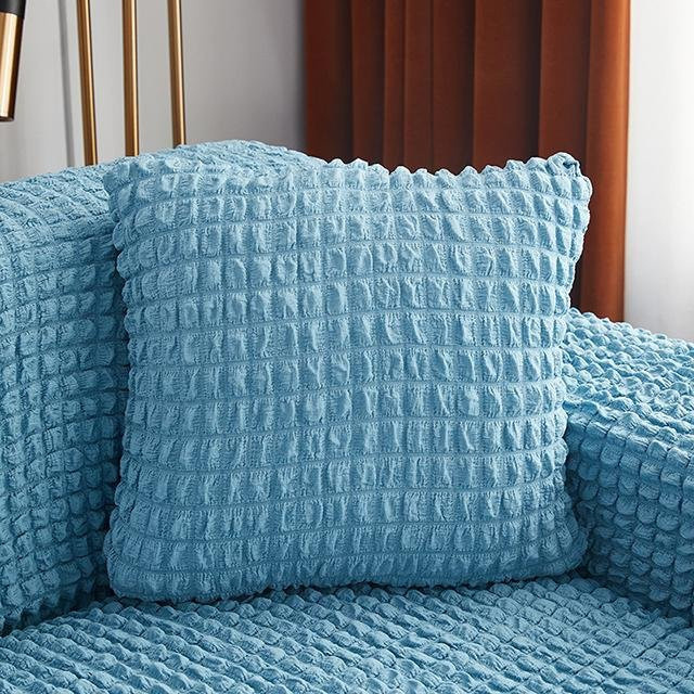 BRHUIXUE 3D Seersucker Wurfkissenbezug quadratisch, Blau, B/B: 45 x 45 cm - Bild 1