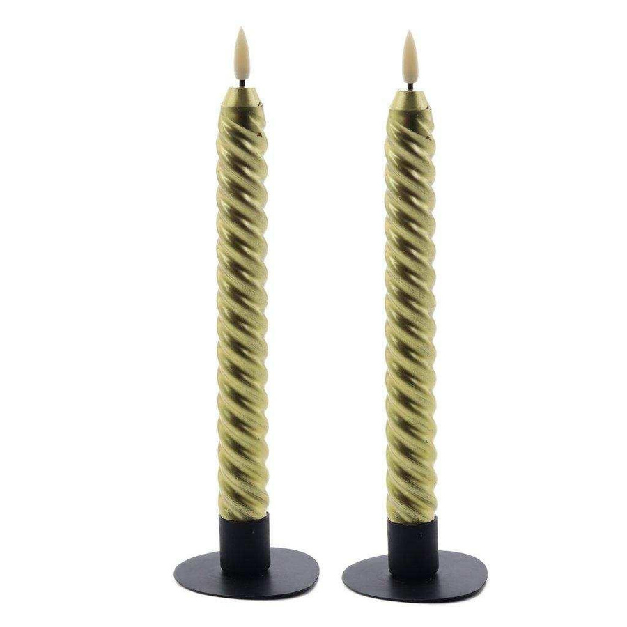 Mansion Swirl LED Dinerkerzen Gold, 2er-Set, Höhe: 24,5 cm - Bild 1