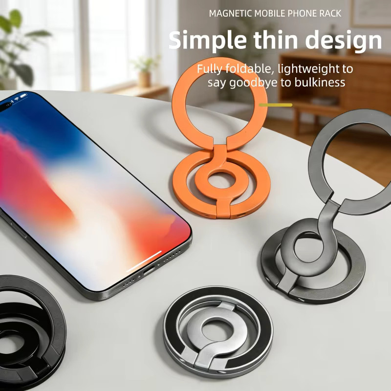 WSSHE MagSafe Magnetischer Handyring-Halter und Klappbarer Handy-Ständer in Schwarz und Silber - Bild 5