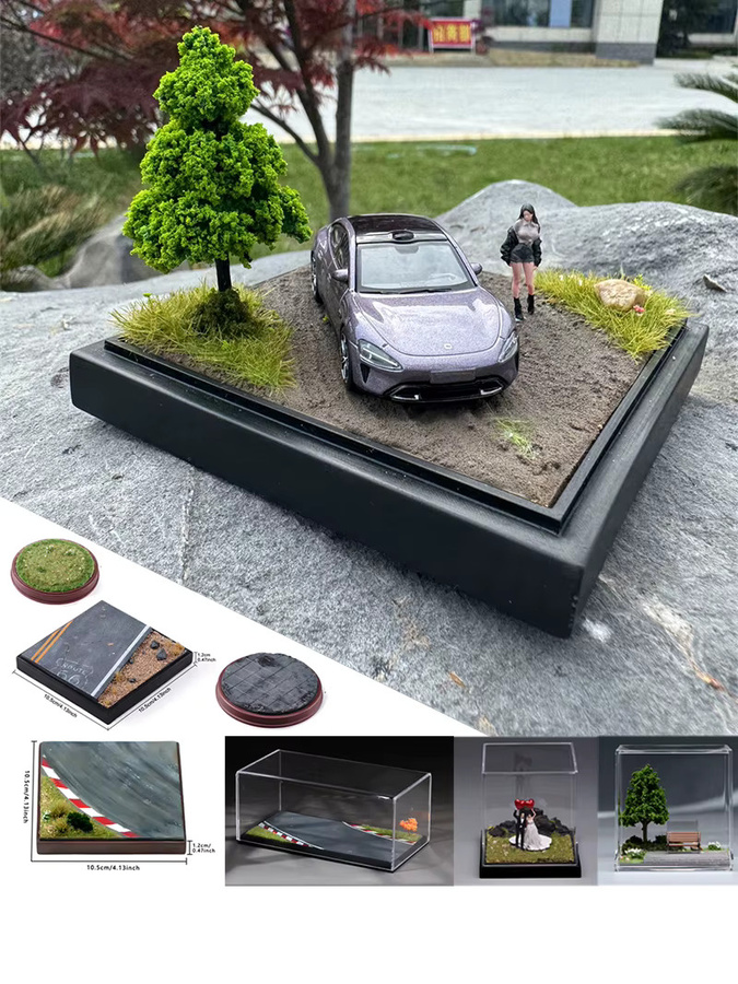 Miniatur-Figuren-Autoszene, Ausstellungsmodell, Fahrzeuge, Kunststoff, Bunt / Mehrfarbig - Bild 2
