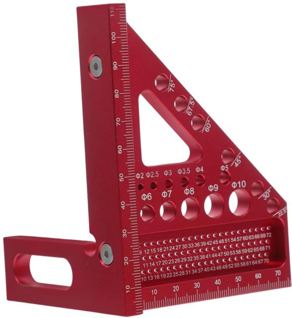 ProTool Haven Multi Winkel Mess Lineal aus Aluminiumlegierung für Holzbearbeitung und DIY Gehrung Dreieck-Lineal in Rot - Bild 1