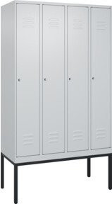 C+P Spind Classic PLUS Garderobenschrank mit 4 Abteilen, Stahlkonstruktion, Zylinderschloss und 3 Garderobenhaken, H x B x T: 212 x 120 x 50 cm - Bild 1
