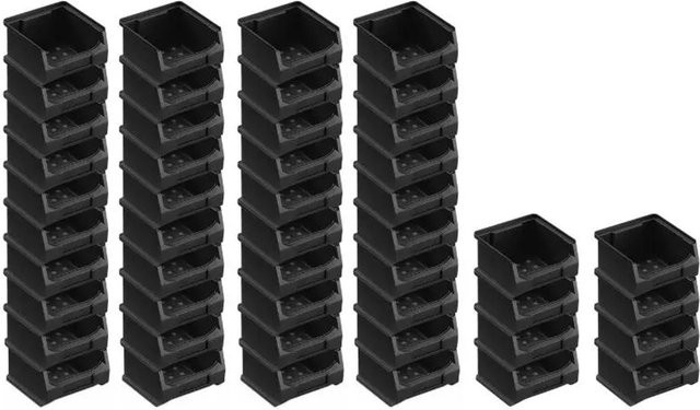 PROREGAL ESD Sichtlagerbox Set 48 Stück, Schwarz, H x B x T: 6 x 10 x 10 cm, 0,4 Liter, Leitfähige Sichtlagerbehälter mit Griffen und Stapelfunktion - Bild 1