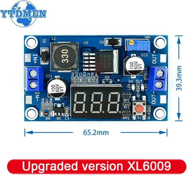 YTDMEN XL6009 Boost-Modul DC-DC Step-Up-Stromversorgungsmodul mit Digitalanzeige, Blau, 5–32 V auf 5–40 V, 4 A - Bild 1