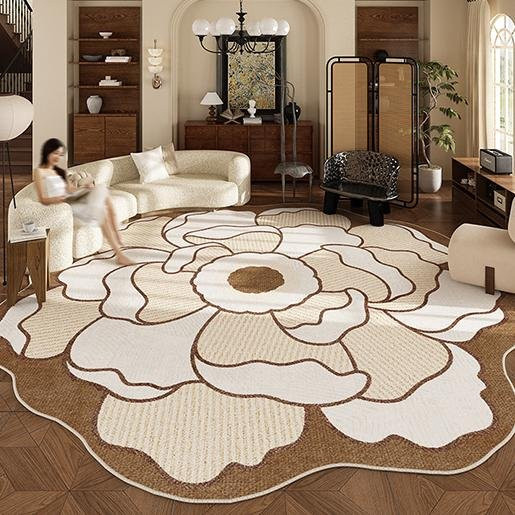 Karpetti Retro Teppich in Blumenform, waschbarer und rutschfester Dekoteppich für Wohnzimmer und Schlafzimmer, Multicolour, B/B: 80 x 80 cm - Bild 1
