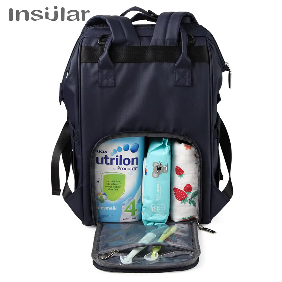 Insular Wickeltasche als Rucksack mit Cartoon-Design in Navy Blue und Blau, wasserdichte Windeltasche mit großer Kapazität für unterwegs - Bild 2