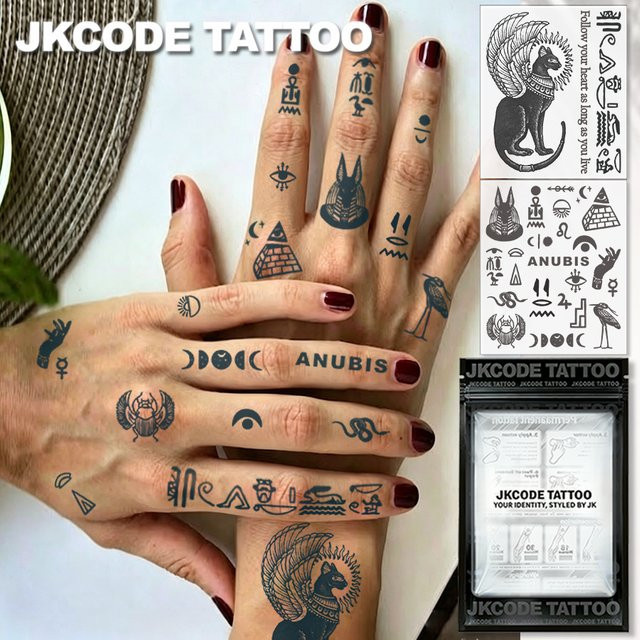 JKCODE TATTOO Semi-Permanentes Tattoo-Set Anubis, 2-teilig, Damen - Bild 1