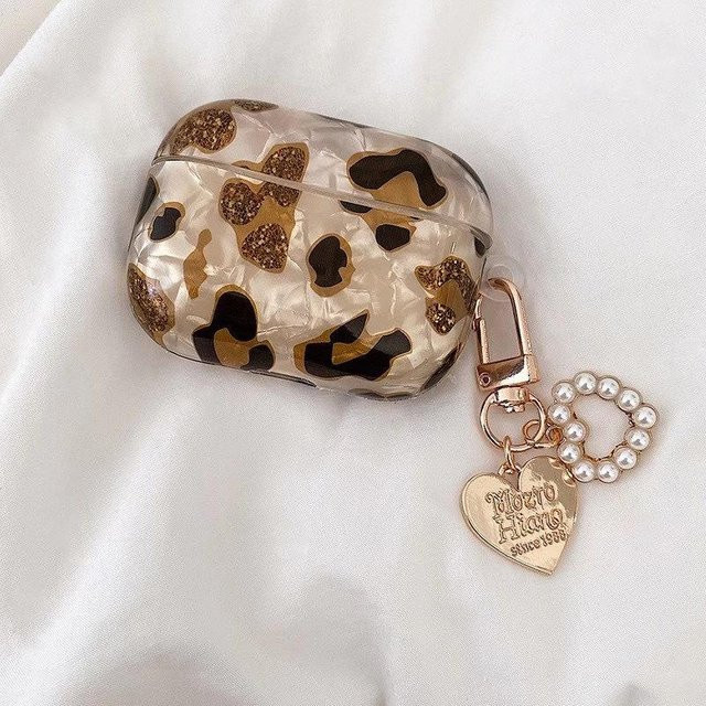 Perlen-Kopfhörerhülle für Apple AirPods Pro 1, 2 und 3 Generation mit Leoparden-Anhänger in Multicolour - Bild 1
