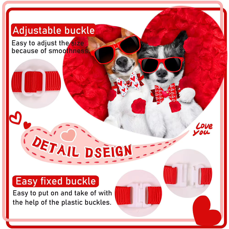 MRUQ PET Haustier Halsband, Bowtie, Diamant Herz Druck, Rot - Bild 2