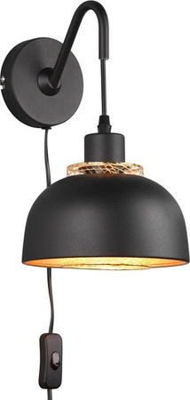 Reality Wandleuchte Punch in Schwarz matt mit Gold/Messing im Industrial Look