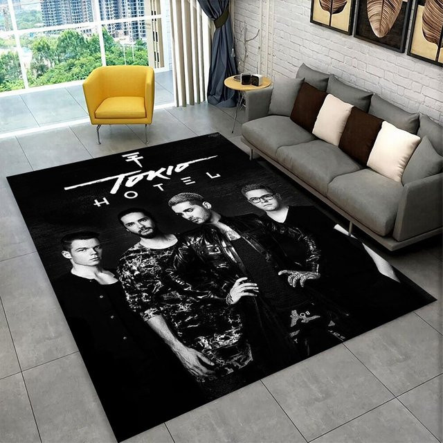 Livrane Teppich Tokio Hotel Bill Kaulitz Schwarz Rutschfest für Kinderzimmer, Wohnzimmer oder Schlafzimmer - Bild 1