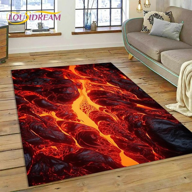 Karpetti Vulkan 3D Lava Magma Teppich, rot, B/T: 120 x 80 cm - Bild 1