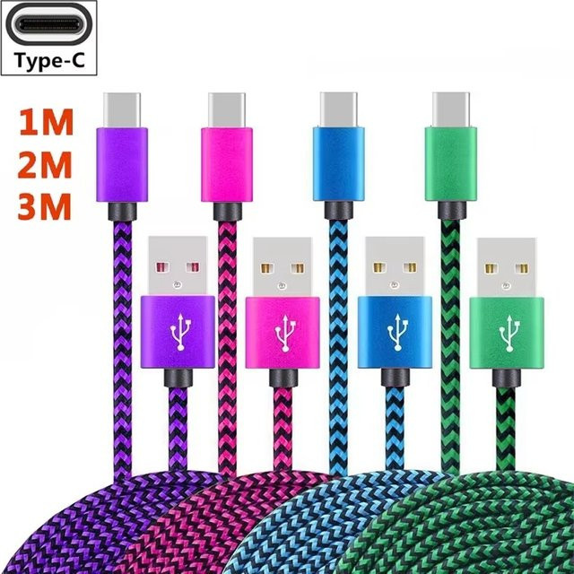 3M USB-A auf USB-C Kabel, 3A Schnellladegerät und Datensynchronisation, geflochtenes Kabel in Grün für Android, Xiaomi und Huawei - Bild 1
